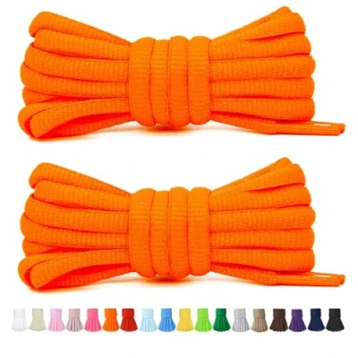 Immagine di Stepace 2 Paia di Lacci Arrotondati da 60cm per Sneakers, Lunghezza 200cm 18 Colori, Scarpe Arancione