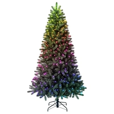 Immagine di Twinkly Albero Regale Preilluminato di Natale Artificiale a LED controllato da App con 540 RGB (16 Milioni Colori) Decorazione Natalizia Intelligente per Interni Verde, 2,1 Metri