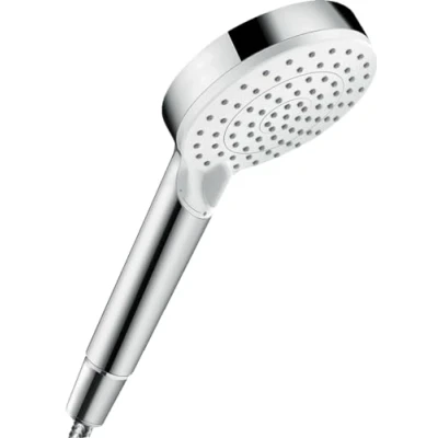 Immagine di hansgrohe Crometta Doccetta per doccia, Doccino con 2 getti, Soffione doccia rotondo (⌀ 100 mm) funzione anticalcare, bianco/cromo, 26330400