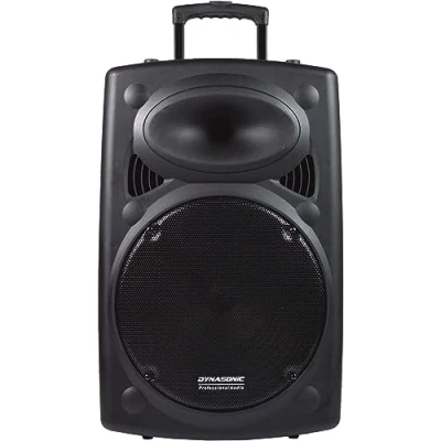 Immagine di DYNASONIC Dynapro 15&#039; (ultima generazione) Altoparlante portatile Sistema audio professionale Potenza 800W USB Bluetooth Radio FM Microfoni, Nero Supporto per dispositivi mobili e tablet