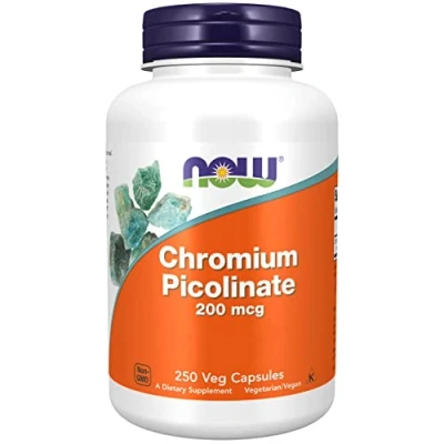 Immagine di Now Foods, Chromium Picolinate (Cromo Picolinato), 200mcg, 250 Capsule vegane, Testato in Laboratorio, Elemento Tracce, Cromo, Senza Glutine, Soia, Vegetariano