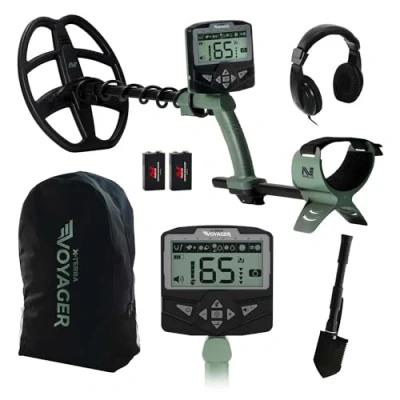 Immagine di Minelab X Terra Voyager All Terrain Professional Pinpointing Metal Detector per Adulti con Bobina Impermeabile, 4 Modalità di Rilevamento (Kit Completo Cuffie, Zaino, Pala Profonda)