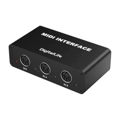 Immagine di DigitalLife Scatola di Fusione MIDI 2 In/1 Out con Indicatore LED Interfaccia DIN 5 PIN, Metallo
