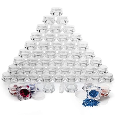 Immagine di Belle Vous 100 Contenitori Viaggio Plastica Piccoli Trasparenti con Coperchi 5 g e ml Campioncini Vuoti Senza BPA per Trucchi, Lozioni, Creme, Cosmetici