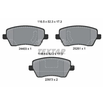 Immagine di TEXTAR 2440301 Kit pastiglie freno con segnalatore acustico usura NISSAN: MICRA 4, 5, Note II Hatchback