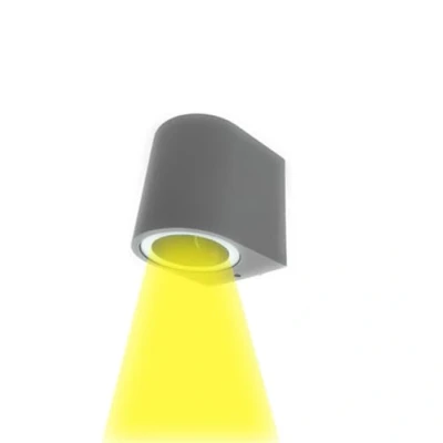 Immagine di Partenopea® Applique lampada da parete a muro per lampadine LED gu10 potenza max supportata 10w interno esterno IP54 moderno faretto monoemissione (Curvato, Grigio luce calda 3000K)