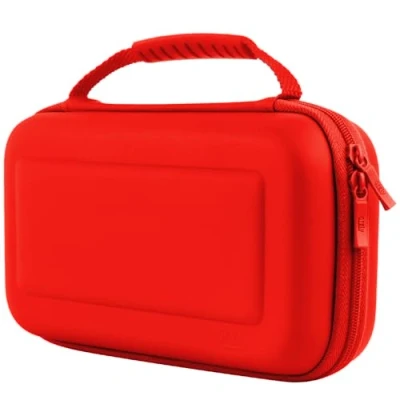 Immagine di Custodia da trasporto Orzly compatibile con Nintendo Switch e New Console OLED rossa protettiva viaggio portatile rigida a conchiglia tasche per accessori giochi