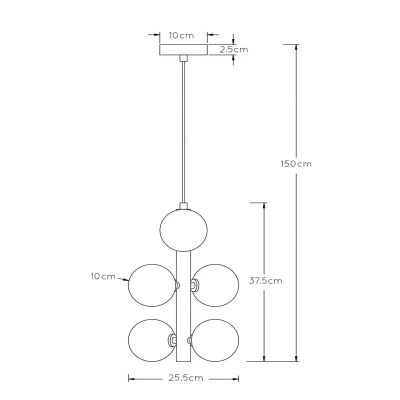 Immagine di Lucide Lampada a sospensione Tycho, 6 luci, oro/fumè