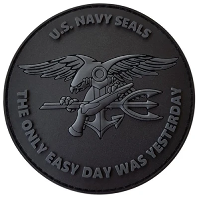 Immagine di All Black ACU US Navy Seals The Only Easy Day Was Yesterday DEVGRU Subdued Morale PVC Fastener Patch