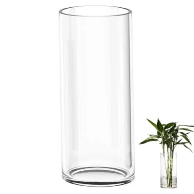 Immagine di TSKDKIT Cilindro Vaso di Fiori in Vetro Trasparente, 40 cm Altezza, Moderni da Interno Design per Decorazioni Casa Rose Pampa Erba Matrimonio Decorazione