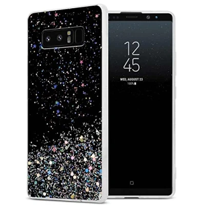 Immagine di Cadorabo Custodia compatibile con Samsung Galaxy NOTE 8 in Nero glitter protettiva silicone TPU scintillanti Ultra Slim Back Cover Case