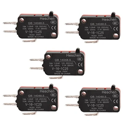 Immagine di Heschen Micro interruttore, V 16 1C25, SPDT, tipo a pulsante spillo, 16A 250VAC, 5PCS