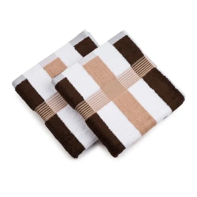 Immagine di Gözze Asciugamano a Righe New York, Set da 2 Pezzi, Morbido e Assorbente, 100% Cotone, 50 x 100 cm Marrone/Bianco/Moka