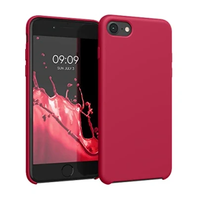 Immagine di kwmobile Cover per Apple iPhone SE (2022) / (2020) 8 7 Custodia Back Case Smartphone in Silicone TPU Protezione Gommata red cherry