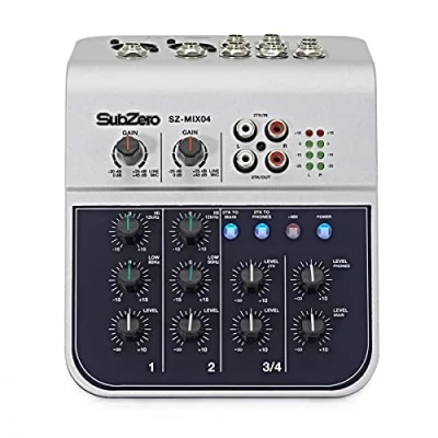 Immagine di SubZero Mixer audio a 4 canali con 2 ingressi Mic e EQ integrati