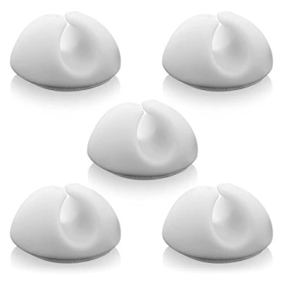 Immagine di deleyCON 5x Fermacavi Cavo del Supporto Gestione dei Cavi Fissaggio Organizzatore via per fino a 8mm Attacco Bianco