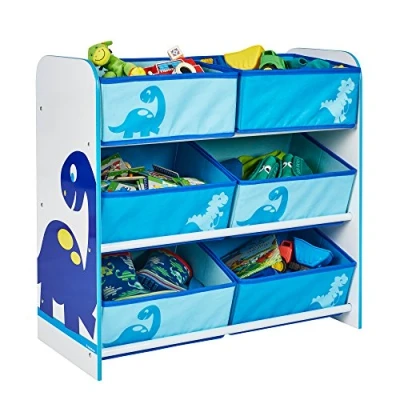 Immagine di HelloHome Worlds Apart 471DIE Contenitore Multi Scomparto, MDF/Tessuto, Bianco/Blu