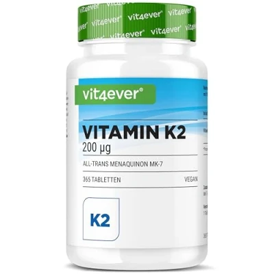 Immagine di Vitamina K2 MK7 365 compresse 200 µg per compressa Contenuto interamente trans &gt;99,7% di menachinone MK 7 Dosaggio elevato Nessun additivo indesiderato Vegano