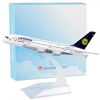 Immagine di Busyflies modello di aeroplano 16 cm Lufthansa Airbus 380 1:400 in lega pressofuso aereo per collezione