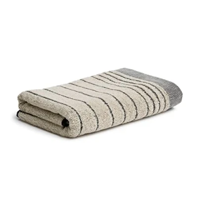 Immagine di Möve Eden Asciugamano a righe orizzontali con orlo tubolare, 50 x 100 cm, in 80% cotone, 20% lino, colore: Naturale/Nero