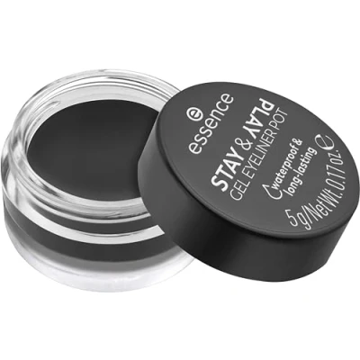 Immagine di Essence Cosmetics Stay e Play Gel Eyeliner Pot, Lunga Durata, Pigmentato, a Prova di Sbavature, Colore Intenso, Opaca, 5 g