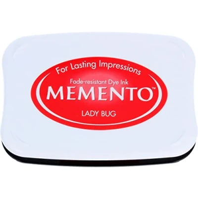 Immagine di Tsukineko Memento Tampone di Inchiostro per timbratura, Motivo: Coccinella, Grande, a Base d&#039;Acqua, Traslucido, Impermeabile, archivio, goffratura, Lady Bug, Pad Size: 7,6 x 4,7 cm