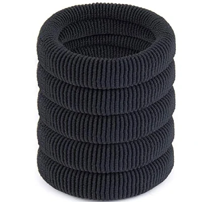 Immagine di 50 Pezzi Fasce Elastici per Capelli ZWOOS Ponytailer Legami di Elastic Metallo Dolci Pesanti e Ricci (Nero)