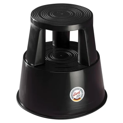Immagine di Wedo 212201 Sgabello con rotelle in plastica, altezza 43 cm, portata 150 kg, nero