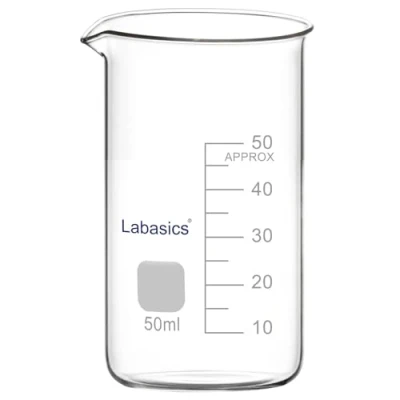 Immagine di Labasics Bicchiere Alto in Vetro, Cilindro Graduato Vetro Borosilicato a Forma di Griffin con Beccuccio, 1 Pezzo, 50 ml