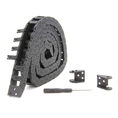Immagine di Zeberoxyz 10 x 15 mm, lunghezza catena di traino, 1 m, in plastica nera aperta, R18, con kit connettori terminali per stampanti 3D e macchine CNC (10 mm mm)