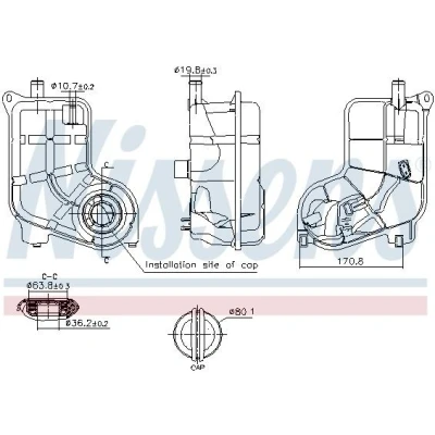 Immagine di NISSENS 996287 Vaschetta Radiatore 1,6 con calotta/coperchio, sensore AUDI: A4 B7 Avant, B6 A6 C5 Avant