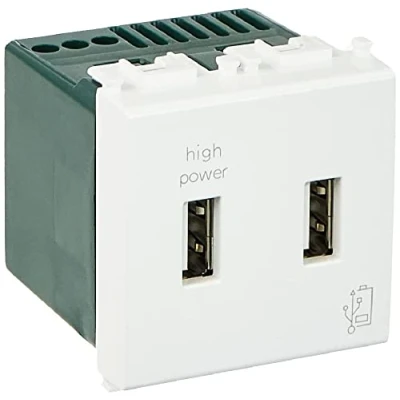 Immagine di Vimar 14295 Plana Doppia presa USB 5V2,1A per alimentazione 2 Moduli bianco