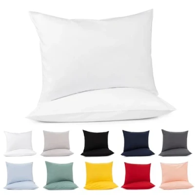 Immagine di Lotusein Federa per cuscino 40 x 80 cm (set da 2) Bianco 100% jersey di cotone 175 g/mq con chiusura lampo Certificazione Oeko Tex