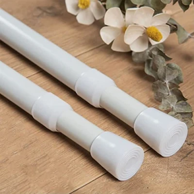Immagine di 2 Pezzi Bacchette Tende a Molla Asta Telescopica Doccia non è Necessario Forare con Staffa per Armadio Libreria Bagno （100 180cm,Bianco)