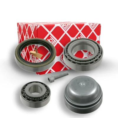 Immagine di FEBI BILSTEIN 08839 Kit Cuscinetto ruota Assale anteriore Sx, Dx con materiale di montaggio 65,3, 50 a rulli conici