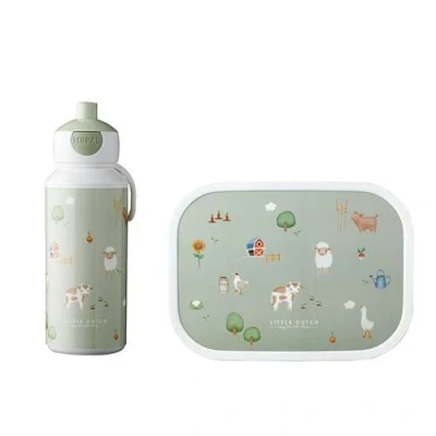 Immagine di Mepal Set da Pranzo Campus per Bambini con Borraccia Pop up e Porta la Scuola o le Gite Privo di BPA 400 ml + 750 Little Farm