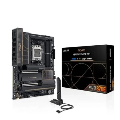 Immagine di ASUS ProArt X870E CREATOR WIFI, scheda madre AMD ATX, slot PCIe 5.0 x16, GPU di nuova generazione, 16+2+2 stadi alimentazione, DDR5, doppia USB4, 10 Gb e 2,5 LAN, WiFi 7, 4 M.2