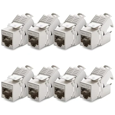 Immagine di deleyCON 8x CAT 7 Modulo Keystone Jack Ideale per CAT7 CAT6 CAT6a Cavi di Posa Connettore Patch Rete Schermatura STP RJ45 1000 MHz 10 Gbit/s Morsetto Taglio (LSA)