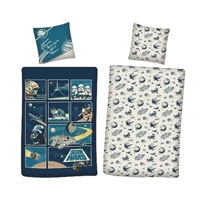 Immagine di AYMAX Star Wars Set di biancheria da letto double face, 2 pezzi, 135 x 200 cm, 80 multicolore