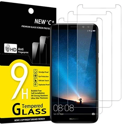Immagine di NEW&#039;C 3 Pezzi, Vetro Temperato per Huawei Mate 10 Lite, Pellicola Prottetiva Anti Graffio, Impronte, Senza Bolle, Durezza 9H, 0,33mm Ultra Trasparente, Resistente