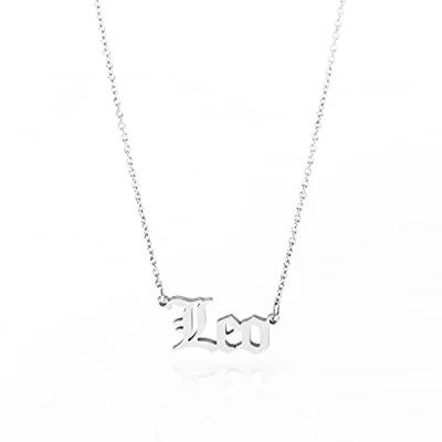 Immagine di Minegreet Collana con scritta Old English Zodiaca per donna Oroscopo di nascita simbolo della stella Astrologia idea regalo compleanno argento Acciaio inossidabile