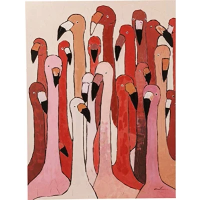 Immagine di Kare Design Quadro Olio Su Tela Flamingo Meeting, Fuchsia, 90X120Cm, Fenticotteri, Uccelli, Animali