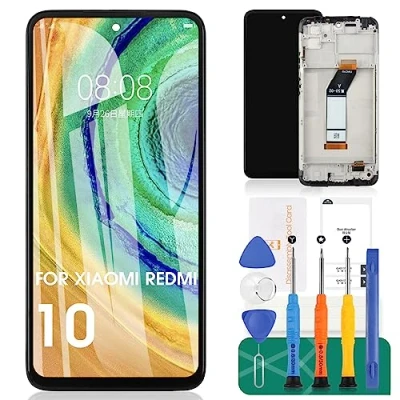 Immagine di Per Xiaomi Redmi 10 Schermo di Ricambio Display LCD Digitizer Assembly 21061119AG Kit Riparazione (con Telaio, Nero)