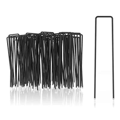 Immagine di com four® 100x ancoraggi a Terra in Acciaio al Carbonio robusti picchetti per Il Fissaggio di Pile e lamine Erbacce Giardino Campeggio (100 Pezzi 150x25x3mm)