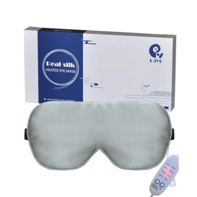 Immagine di PJYU Maschera per occhi riscaldata, in seta, gonfi, secchi, trattamento blefarite, allevia l&#039;affaticamento degli occhi, sindrome dell&#039;occhio secco, di porcile e MGD (grigio)