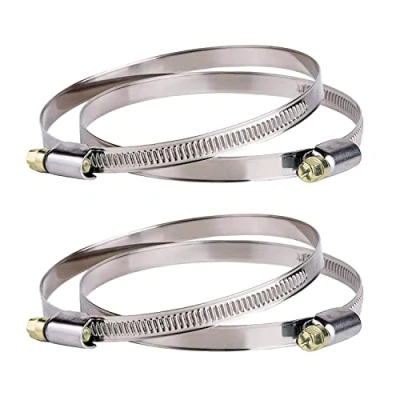 Immagine di Fascetta stringitubo in acciaio inox, set di 4 fascette con azionamento a vite senza fine, gamma serraggio 90 120 mm, larghezza 9 mm per condotti e guaine ventilazione, VMC cappa da 100