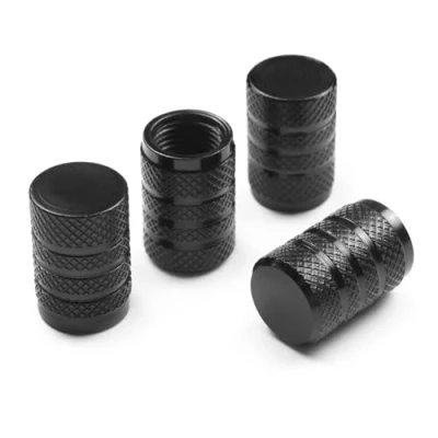 Immagine di Pitlane Performance® Cappucci valvola in alluminio set da 4 Tappi Per valvole Schrader auto, SUV, moto e bici (Nero, Comfort)