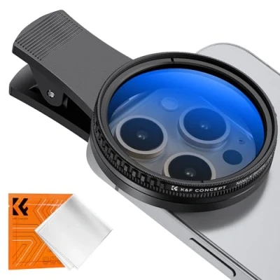 Immagine di K&amp;F Concept 52mm Clip on Filtro Polarizzatore Circolare per Cellulari Telecamera, Telefono CPL Compatibilie con iPhone 15 Pro Max 14 13 12 11
