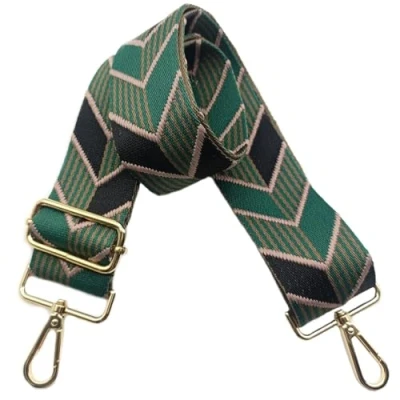 Immagine di tracolla per Borsa Donna 5cm Larga Tracolle Regolabile Tracolla, cinghie con Fibbia Oro Borsetta, Crossbody in Tela Accessori DIY(Nero/Verde), 07
