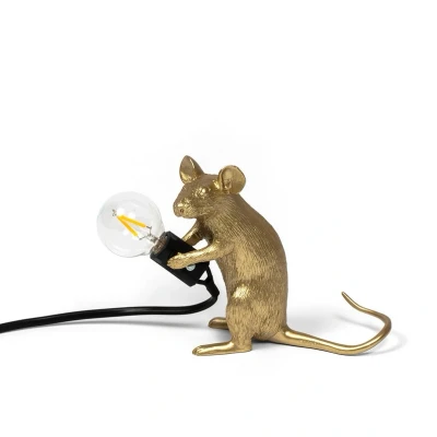 Immagine di SELETTI Lampada in Resina Mouse Lamp Mac Gold Seduto